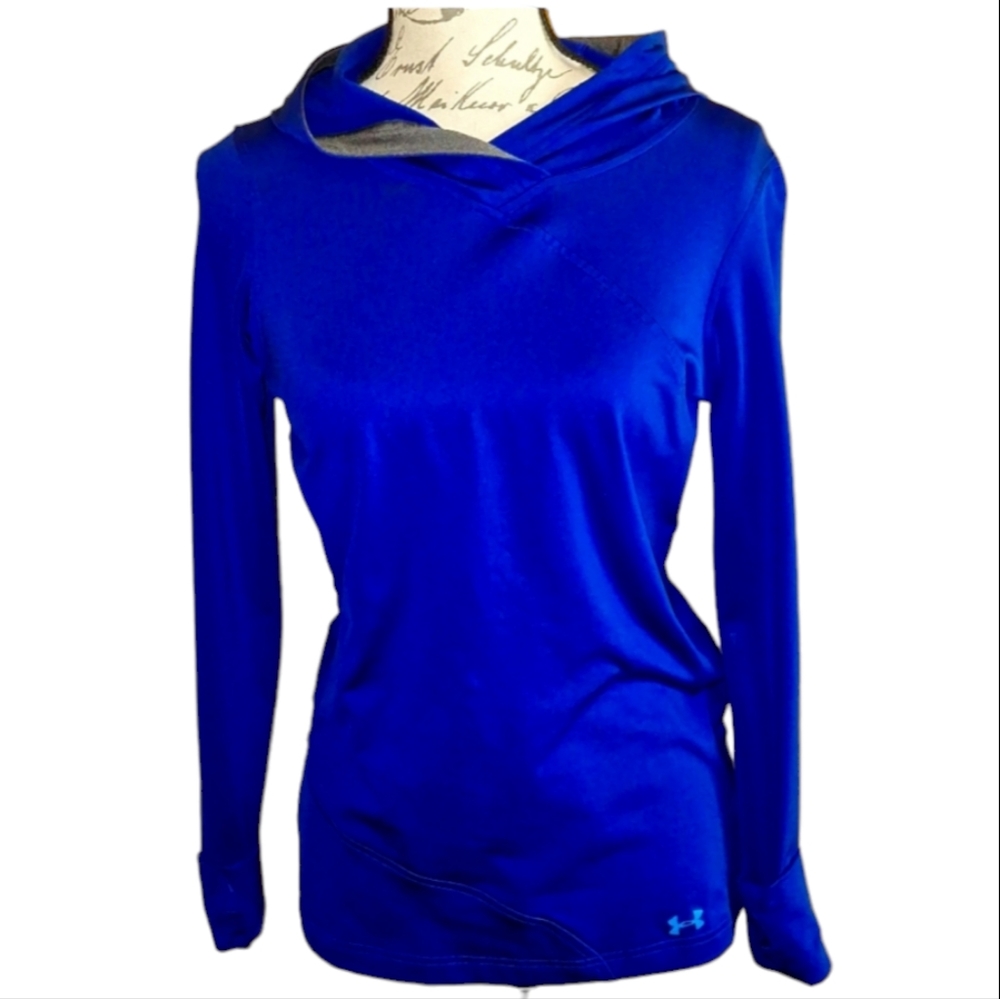 Under Armour Youth Girls ColdGear Slim Fit Long Sleeve Hoodie Size SMP Blue